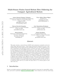 Multi-Sensor Fusion based Robust Row Following for Compact Agricultural
  Robots
