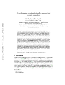Cross-domain error minimization for unsupervised domain adaptation