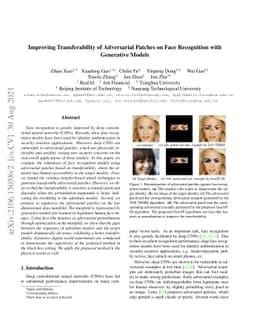 Improving Transferability of Adversarial Patches on Face Recognition
  with Generative Models