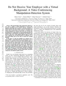 Do Not Deceive Your Employer with a Virtual Background: A Video
  Conferencing Manipulation-Detection System