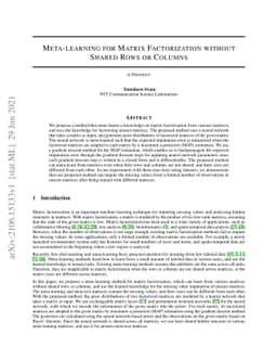 Meta-learning for Matrix Factorization without Shared Rows or Columns