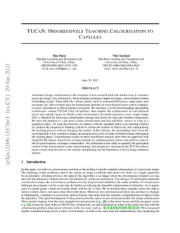 TUCaN: Progressively Teaching Colourisation to Capsules
