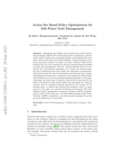 Action Set Based Policy Optimization for Safe Power Grid Management