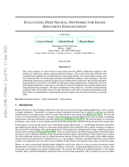 Evaluating Deep Neural Networks for Image Document Enhancement