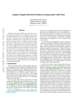 Adaptive Sample Selection for Robust Learning under Label Noise