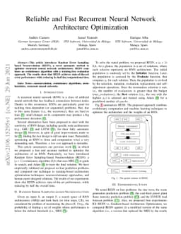 Reliable and Fast Recurrent Neural Network Architecture Optimization