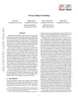 Privacy Budget Scheduling