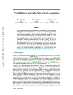 Probabilistic Attention for Interactive Segmentation