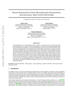 Image Inpainting Using Wasserstein Generative Adversarial Imputation
  Network
