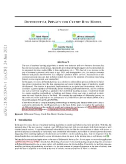 Differential Privacy for Credit Risk Model