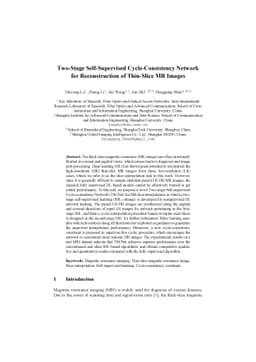 Two-Stage Self-Supervised Cycle-Consistency Network for Reconstruction
  of Thin-Slice MR Images