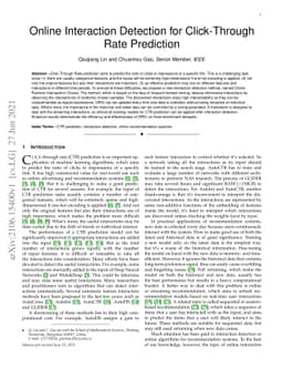 Online Interaction Detection for Click-Through Rate Prediction