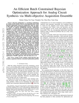 An Efficient Batch Constrained Bayesian Optimization Approach for Analog
  Circuit Synthesis via Multi-objective Acquisition Ensemble