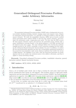 Generalized Orthogonal Procrustes Problem under Arbitrary Adversaries