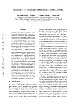 Classification of Consumer Belief Statements From Social Media