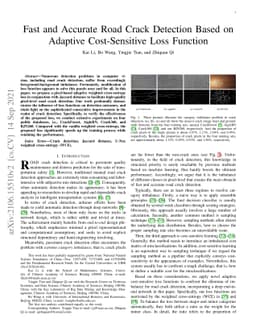 Fast and Accurate Road Crack Detection Based on Adaptive Cost-Sensitive
  Loss Function