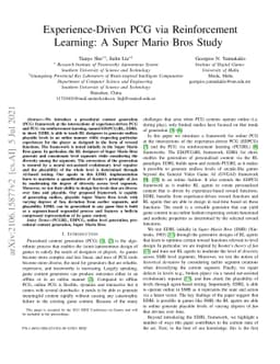 Experience-Driven PCG via Reinforcement Learning: A Super Mario Bros
  Study