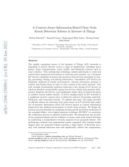 A Context-Aware Information-Based Clone Node Attack Detection Scheme in
  Internet of Things