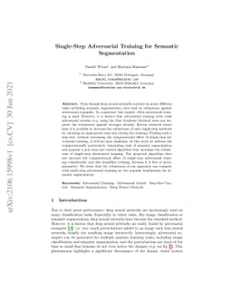 Single-Step Adversarial Training for Semantic Segmentation