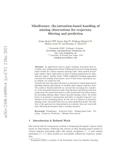 MissFormer: (In-)attention-based handling of missing observations for
  trajectory filtering and prediction