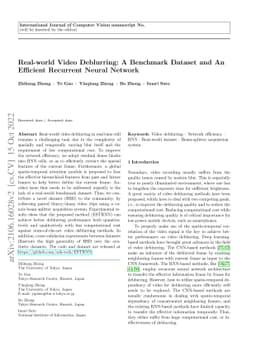 Real-world Video Deblurring: A Benchmark Dataset and An Efficient
  Recurrent Neural Network