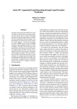 AutoLAW: Augmented Legal Reasoning through Legal Precedent Prediction