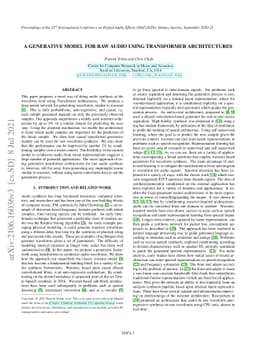 A Generative Model for Raw Audio Using Transformer Architectures