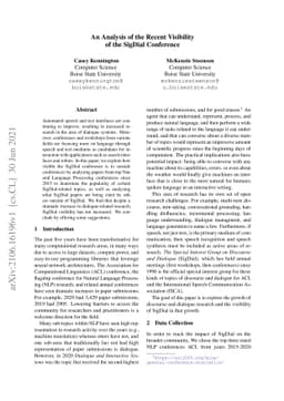 An Analysis of the Recent Visibility of the SigDial Conference
