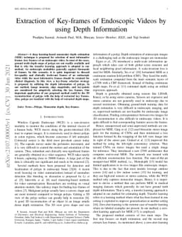 Extraction of Key-frames of Endoscopic Videos by using Depth Information