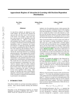Approximate Regions of Attraction in Learning with Decision-Dependent
  Distributions