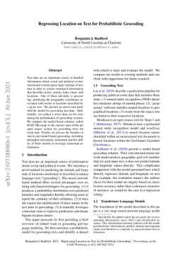 Regressing Location on Text for Probabilistic Geocoding