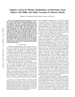 Adaptive Control for Robotic Manipulation of Deformable Linear Objects
  with Offline and Online Learning of Unknown Models
