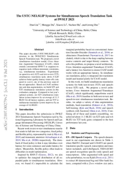 The USTC-NELSLIP Systems for Simultaneous Speech Translation Task at
  IWSLT 2021