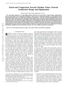End-to-end Compression Towards Machine Vision: Network Architecture
  Design and Optimization