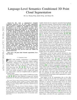 Language-Level Semantics Conditioned 3D Point Cloud Segmentation
