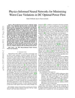 Physics-Informed Neural Networks for Minimising Worst-Case Violations in
  DC Optimal Power Flow