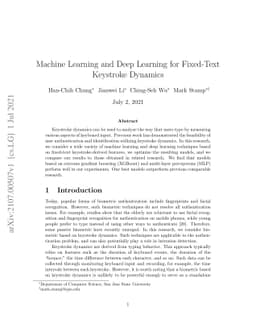 Machine Learning and Deep Learning for Fixed-Text Keystroke Dynamics