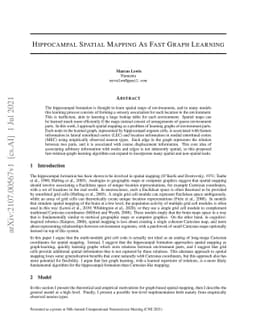 Hippocampal Spatial Mapping As Fast Graph Learning