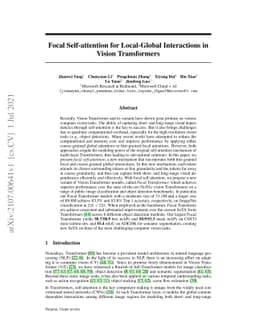 Focal Self-attention for Local-Global Interactions in Vision
  Transformers