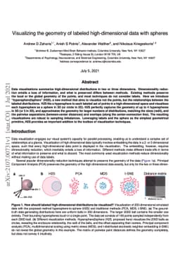 Visualizing the geometry of labeled high-dimensional data with spheres