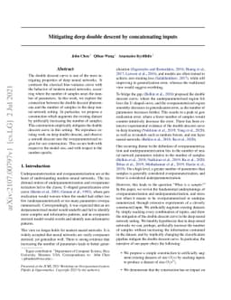 Mitigating deep double descent by concatenating inputs