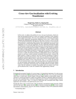 Cross-view Geo-localization with Evolving Transformer