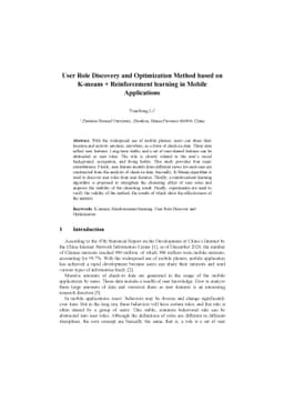 User Role Discovery and Optimization Method based on K-means +
  Reinforcement learning in Mobile Applications