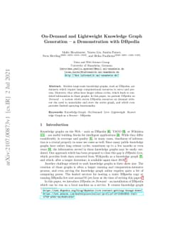 On-Demand and Lightweight Knowledge Graph Generation -- a Demonstration
  with DBpedia