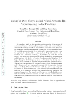 Theory of Deep Convolutional Neural Networks III: Approximating Radial
  Functions