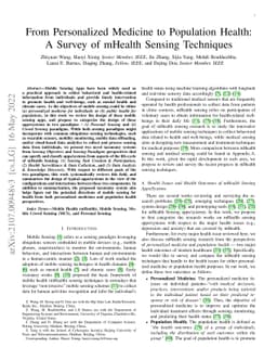 From Personalized Medicine to Population Health: A Survey of mHealth
  Sensing Techniques