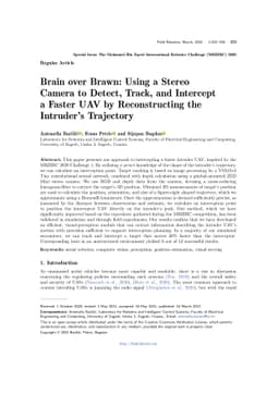 Brain over Brawn: Using a Stereo Camera to Detect, Track, and Intercept
  a Faster UAV by Reconstructing the Intruder's Trajectory