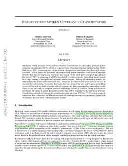 Unsupervised Spoken Utterance Classification