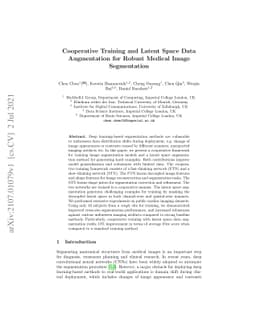 Cooperative Training and Latent Space Data Augmentation for Robust
  Medical Image Segmentation