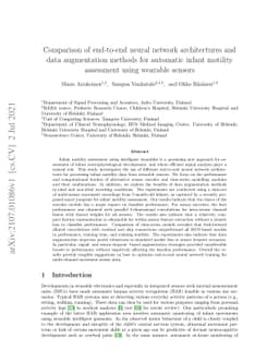 Comparison of end-to-end neural network architectures and data
  augmentation methods for automatic infant motility assessment using wearable
  sensors